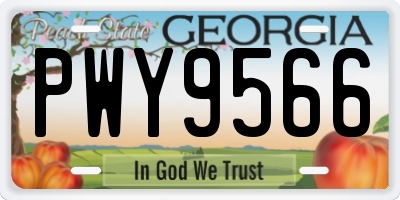 GA license plate PWY9566