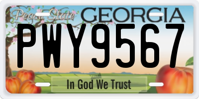 GA license plate PWY9567