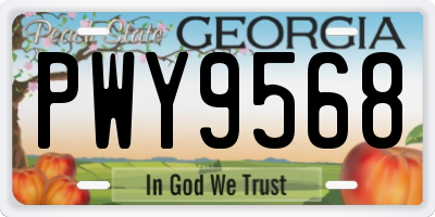 GA license plate PWY9568
