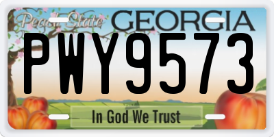 GA license plate PWY9573