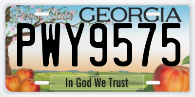 GA license plate PWY9575