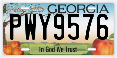 GA license plate PWY9576
