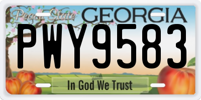 GA license plate PWY9583