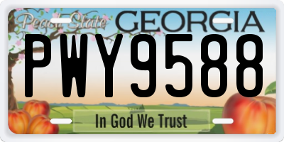 GA license plate PWY9588