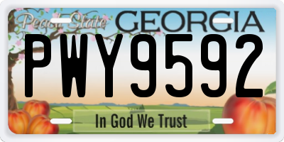 GA license plate PWY9592