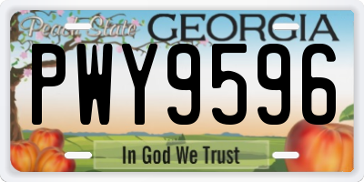 GA license plate PWY9596