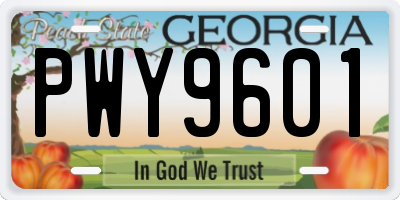 GA license plate PWY9601
