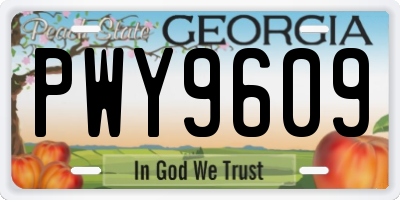 GA license plate PWY9609