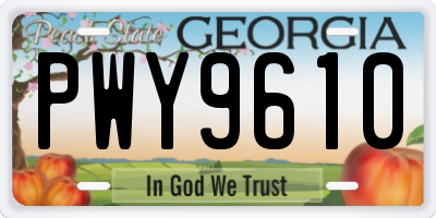 GA license plate PWY9610