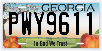 GA license plate PWY9611