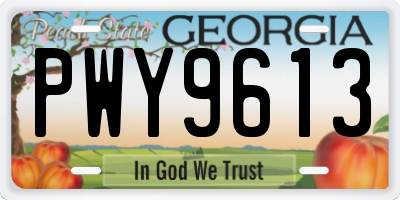 GA license plate PWY9613