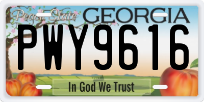 GA license plate PWY9616