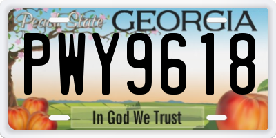GA license plate PWY9618