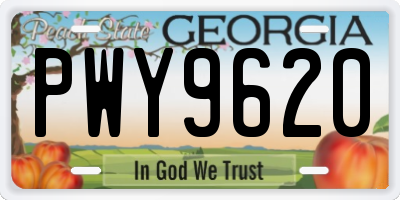 GA license plate PWY9620