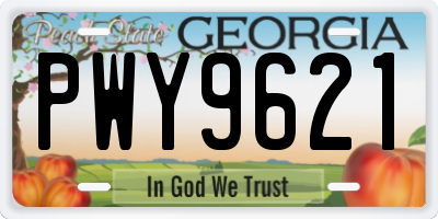 GA license plate PWY9621