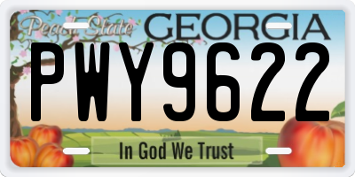 GA license plate PWY9622