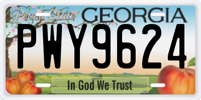 GA license plate PWY9624