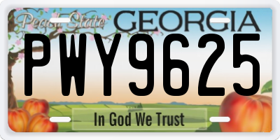 GA license plate PWY9625