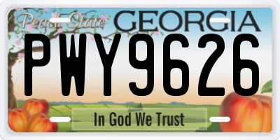 GA license plate PWY9626