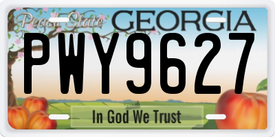 GA license plate PWY9627