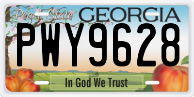 GA license plate PWY9628