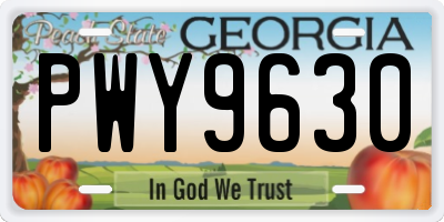 GA license plate PWY9630