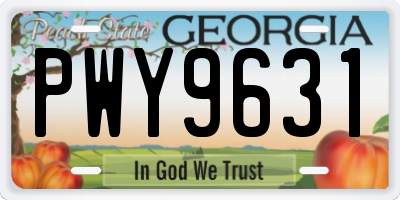 GA license plate PWY9631