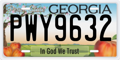 GA license plate PWY9632
