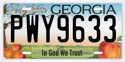 GA license plate PWY9633
