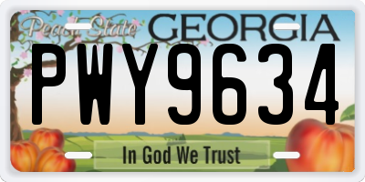 GA license plate PWY9634