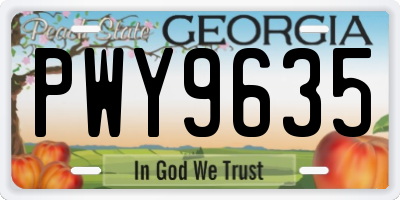 GA license plate PWY9635