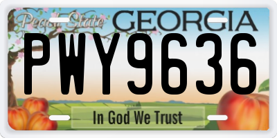 GA license plate PWY9636
