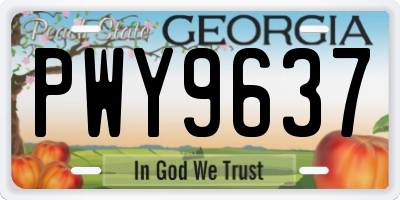 GA license plate PWY9637