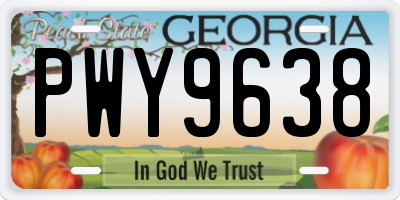 GA license plate PWY9638