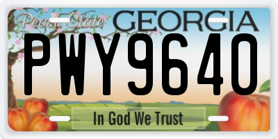 GA license plate PWY9640
