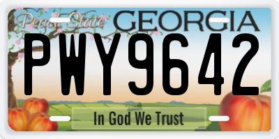 GA license plate PWY9642