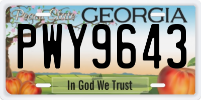 GA license plate PWY9643