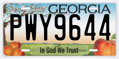GA license plate PWY9644