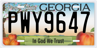 GA license plate PWY9647