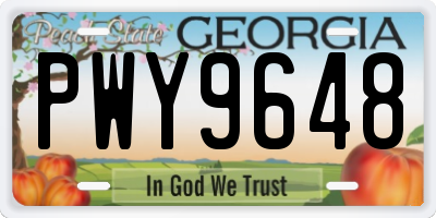 GA license plate PWY9648