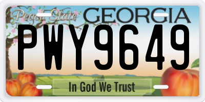 GA license plate PWY9649