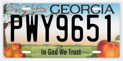 GA license plate PWY9651