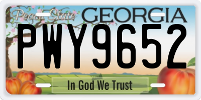 GA license plate PWY9652