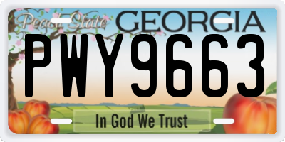 GA license plate PWY9663