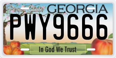 GA license plate PWY9666