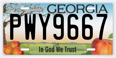 GA license plate PWY9667