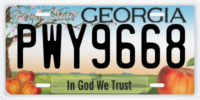 GA license plate PWY9668