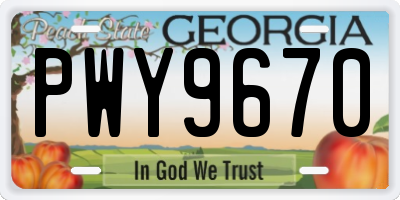 GA license plate PWY9670
