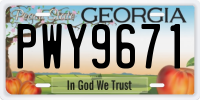 GA license plate PWY9671