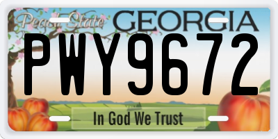 GA license plate PWY9672